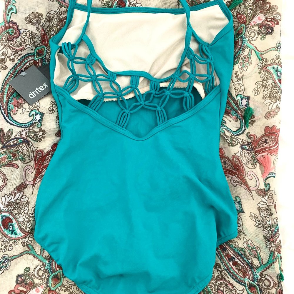 Teal Diamond Knot Back Bloch leotard
